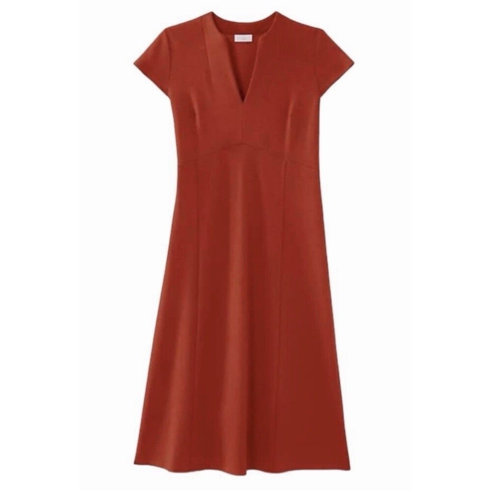 J. Jill Midi Dress V-Neck Cap Sleeve Womens XL Orange Rust Monterey Knit Stretch